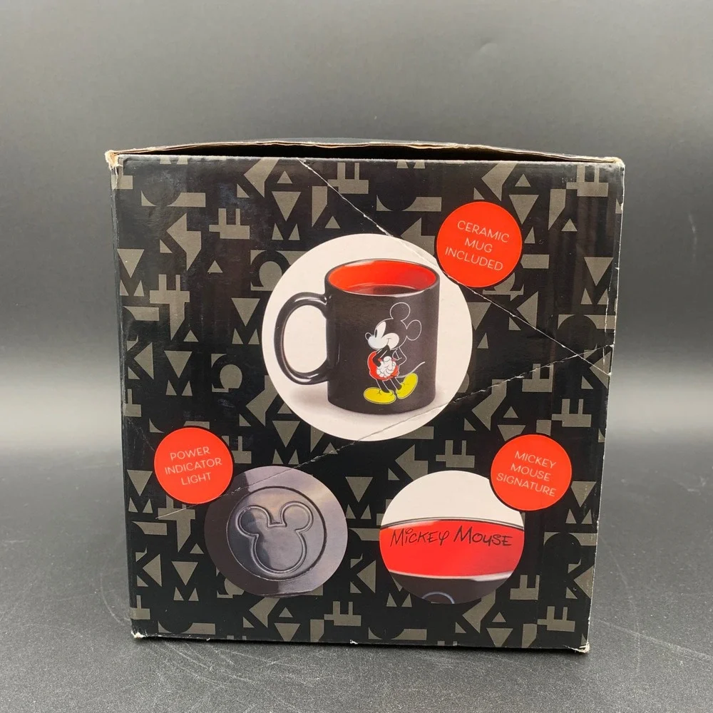 Disney Mickey Mouse Mug Warmer DMP-16 Black Red Ceramic 10oz Mug Set